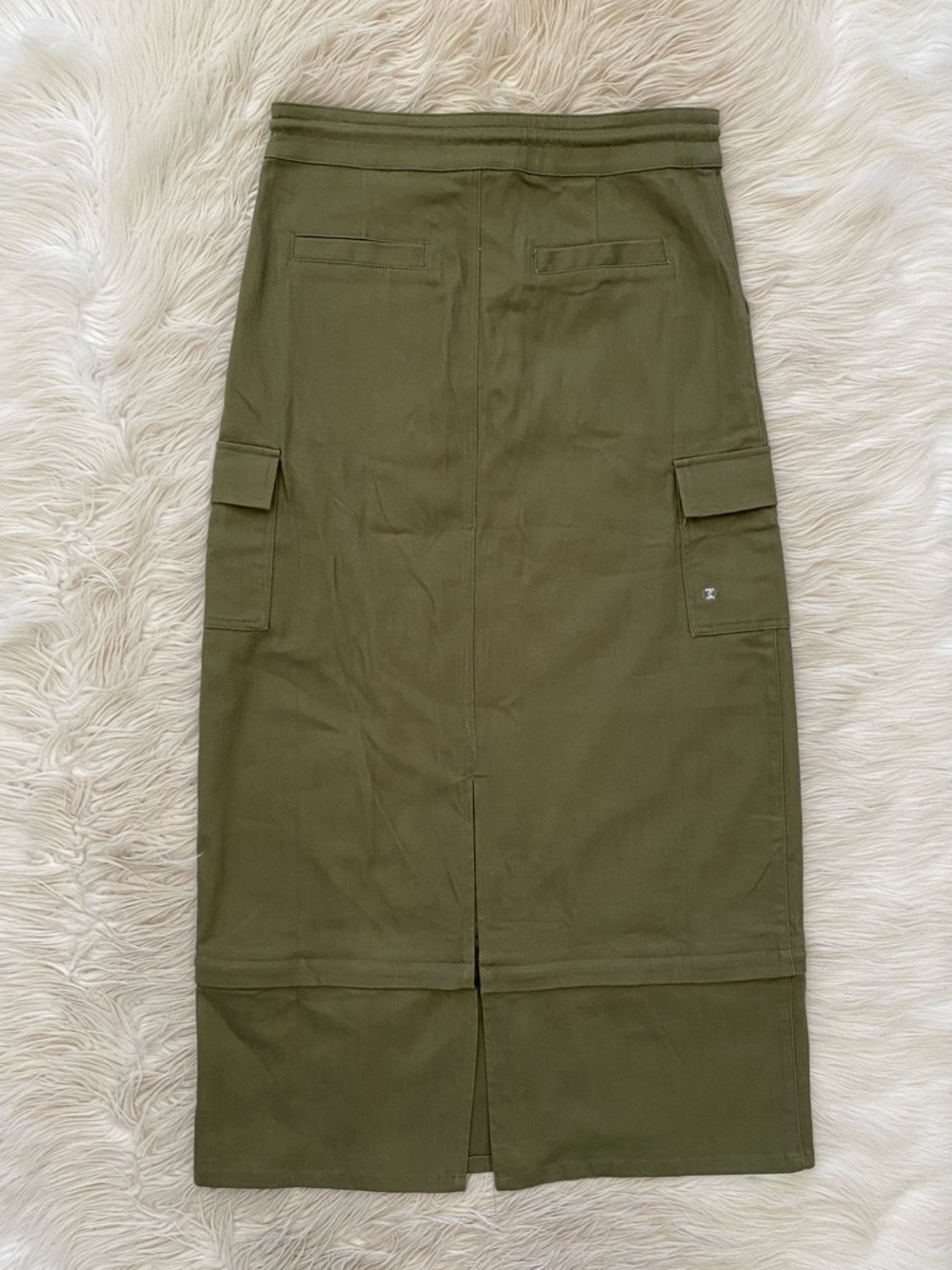Inherit Zarina Cargo Midi Convertible Maxi Skirt Straight Fit Olive Green Modest - Picture 8 of 14